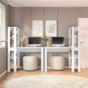 Ver imagem 5 de Conjunto com 2 Mesas Escrivaninhas com Estante e Licce 4 Prateleiras 120cm Branco