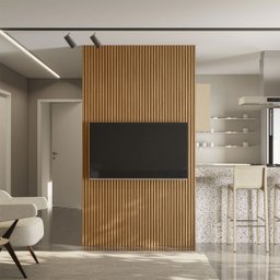 Painel Ripado 1.4 para Tv até 60 com 2,50 X 1,41 Emily-nature Fosco - Edecasamoveis - 2