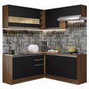 Ver imagem 3 de Armário de Cozinha Completa de Canto 349cm Rustic/Preto Glamy Madesa 01