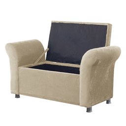 Recamier Baú Sapateira Louis 140x Suede Bege - Majú Deor - 3