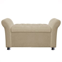 Recamier Baú Sapateira Louis 140x Suede Bege - Majú Deor - 1
