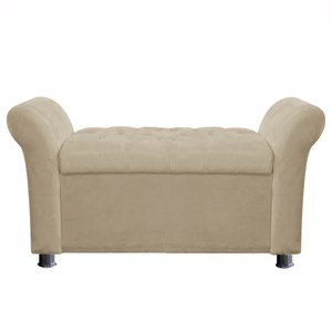 Recamier Baú Sapateira Louis 140x Suede Bege - Majú Deor
