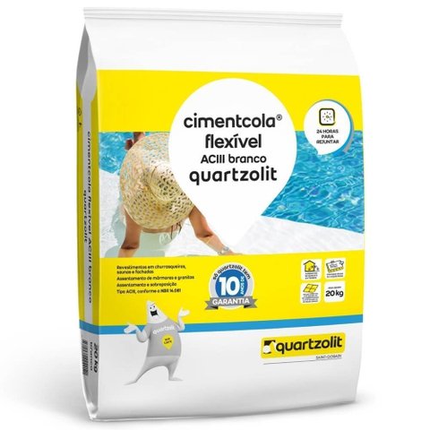 Argamassa Cimentcola Flexível Ac3 Branco 20 Kilos - 0069.00000.0020pl - Quartzolit Argamassa Cimenco