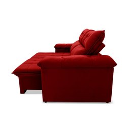 Sofá Retrátil/Reclinável Verona 2,00m Suede Velut Vermelho c/ Molas no Assento - King House - 6