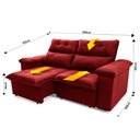 Ver imagem 3 de Sofá Retrátil/Reclinável Verona 2,00m Suede Velut Vermelho c/ Molas no Assento - King House