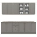 Ver imagem 1 de Cozinha Modulada 9 Pecas 240 Cm Ce856 Americana Henn Cinza Calcare