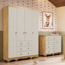 Ver imagem 1 de Quarto Infantil com Guarda-Roupa 4 Portas e Cômoda 1 Porta 100% MDF Mimo Espresso Móveis
