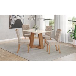 Mesa Jantar Lins 120 4 Cadeiras Esther Creme - Henn - 2