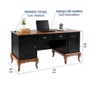 Ver imagem 4 de Escrivaninha Hannover com 2 Portas e 2 Gavetas Divisor de Ambiente 60813 Linz Moveis - Preto/imbuia