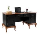 Ver imagem 2 de Escrivaninha Hannover com 2 Portas e 2 Gavetas Divisor de Ambiente 60813 Linz Moveis - Preto/imbuia