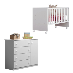 Cômoda Helena e Berço Doce Sonho Branco _ Phoenix Baby