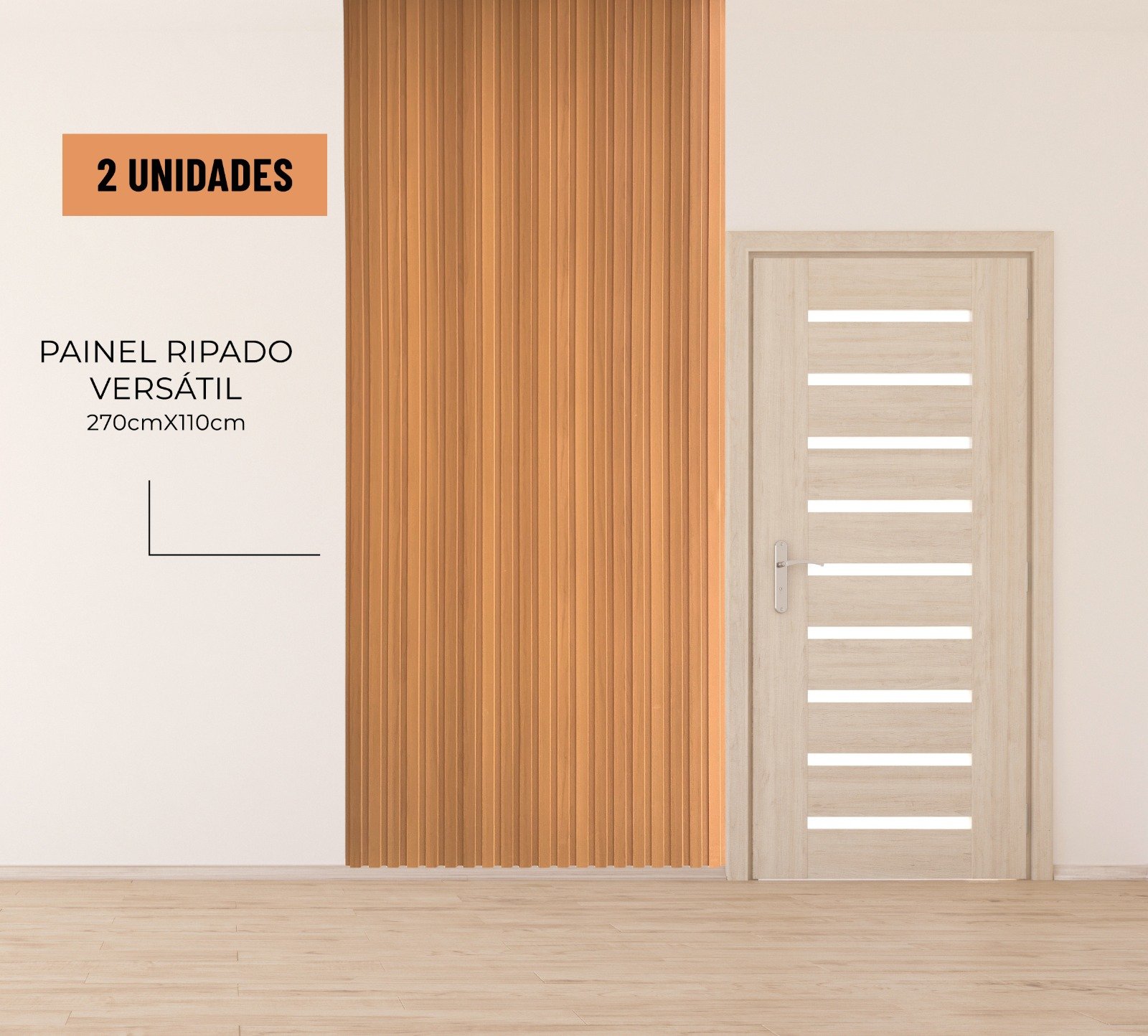 Painel Ripado Versátil: 02 Unid. 270x110cm Larg. Talatto Painéis - 4