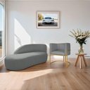 Ver imagem 2 de Kit Divã Luna 140cm Lado Esquerdo e 01 Poltrona Base de Ferro Dourado Suede Cor Cinza