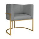 Ver imagem 3 de Kit Divã Luna 140cm Lado Esquerdo e 01 Poltrona Base de Ferro Dourado Suede Cor Cinza