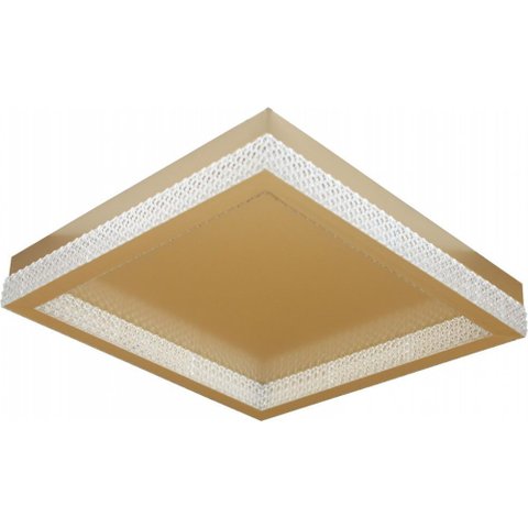 Plafon de Sobrepor Quadrado Queeensland 40x40cm Dourado 64w 3.000k Bivolt Metal e Acrilico - Skyligh