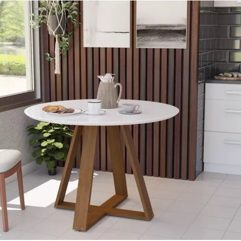Mesa de Jantar Base Pirâmide Tampo Branco 90cm **** Somente a Mesa sem Cadeiras****