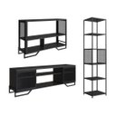 Ver imagem 1 de Conjunto Sala Industrial Rack, Aparador e Estante Preto P1027 P1023 P1021