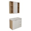 Ver imagem 2 de Conjunto de Banheiro com Cuba 80cm Gaveta Direita Vittare Marrom Carvalho/Branco