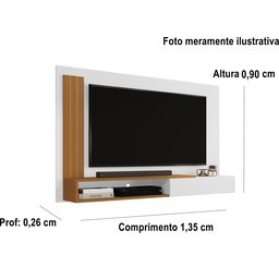 Painel Tv Smart Luxo até 55 P Math com Porta Cor Branco / Nature- Jm Casa Dos Moveis - 3