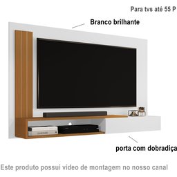Painel Tv Smart Luxo até 55 P Math com Porta Cor Branco / Nature- Jm Casa Dos Moveis - 2