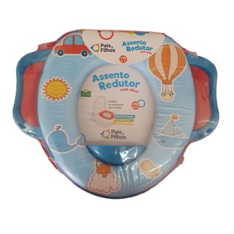 Redutor Assento Macio Vaso Sanitario Infantil Bebe com Alça 24661 Pais e Filhos - Azul Balao