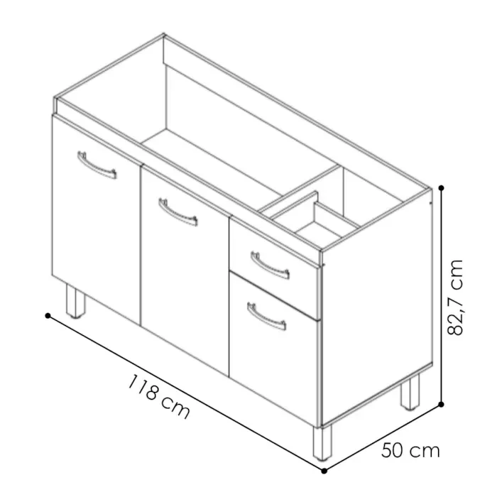 Ver imagem 3 de Balcao sem Tampo para Pia 120cm 9430 Savana Off White Mobbs