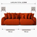 Ver imagem 4 de Sofá Retrátil 5 Lugares Veludo Armani 2,70 Mts Terracota