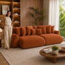Ver imagem 6 de Sofá Retrátil 5 Lugares Veludo Armani 2,70 Mts Terracota