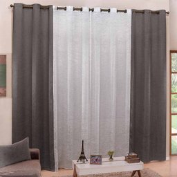 Cortina Celeste 4,00m x 2,70m Cetim Amassadinho - Chumbo - 1