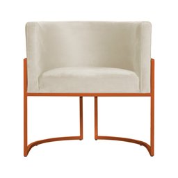 Poltrona Decorativa Luana Base em Metal Bronze Veludo Cores - Ds Estofados Poltrona Luana Bege - 2