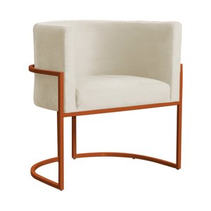 Poltrona Decorativa Luana Base em Metal Bronze Veludo Cores - Ds Estofados Poltrona Luana Bege
