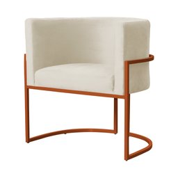 Poltrona Decorativa Luana Base em Metal Bronze Veludo Cores - Ds Estofados Poltrona Luana Bege - 3