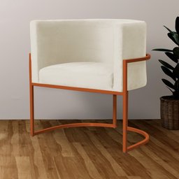 Poltrona Decorativa Luana Base em Metal Bronze Veludo Cores - Ds Estofados Poltrona Luana Bege - 6