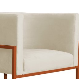 Poltrona Decorativa Luana Base em Metal Bronze Veludo Cores - Ds Estofados Poltrona Luana Bege - 4