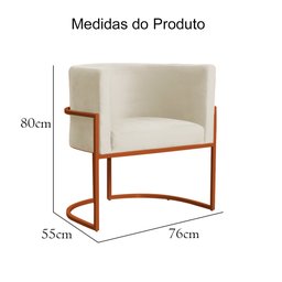 Poltrona Decorativa Luana Base em Metal Bronze Veludo Cores - Ds Estofados Poltrona Luana Bege - 7