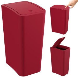 Lixeira Cesto de Lixo 8l com Tampa Click Retangular Banheiro Cozinha | Astra - Vermelho