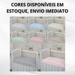 Jogo de Lençol Berço Bebê Percal 300 Fios 100% Algodão 2 Peças Toque Macio Aveludado:verde - 6