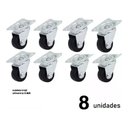 Ver imagem 1 de Kit 8 Rodízio Giratório Sem Trava Preto Pequeno Bicama