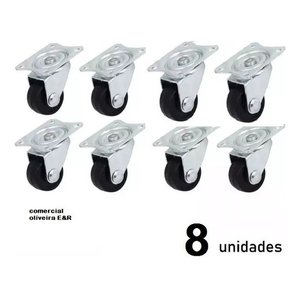 Kit 8 Rodízio Giratório Sem Trava Preto Pequeno Bicama