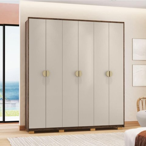 Guarda Roupa Casal 6 Portas 4 Gavetas Noronha - Imbuia/fendi