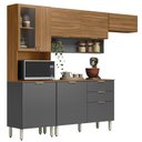 Ver imagem 1 de Cozinha Modulada 4 Pecas 250 Cm Mdp Alba Amendola Grafito Prime Demobile Amendola Grafito Prime
