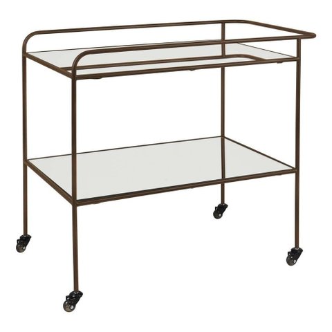 Carrinho Bar Delia Aco Corten Tampos Espelhados 82 Cm - 59984