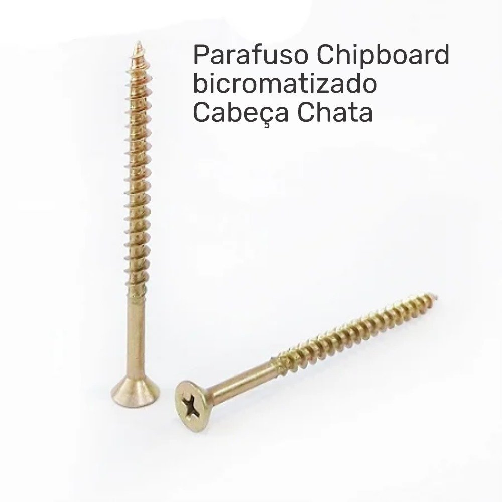 Parafuso Chipboard Cabeça Chata Phillips 3,0 X 12 Bicromatizado com 100 Peças - 3