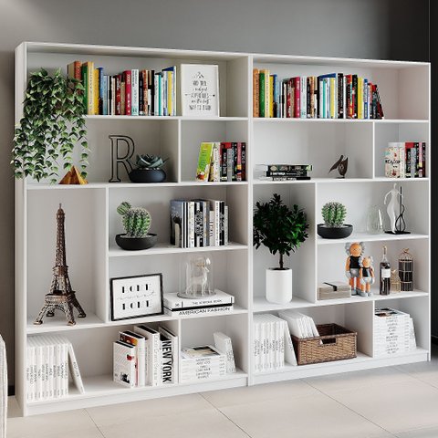 Kit 2 Estante para Livros 180cmx240cm 4 Prateleiras Seattle Yescasa