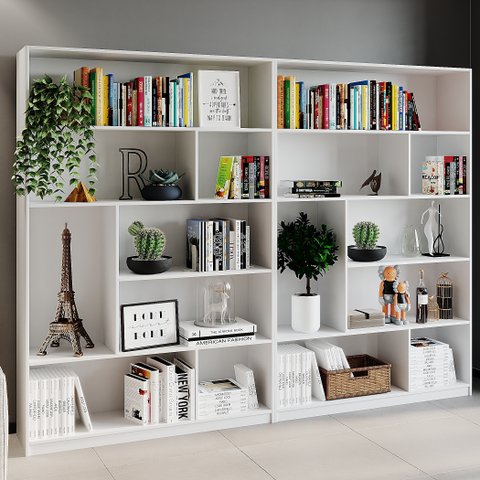 Kit 2 Estante para Livros 180cmx240cm 4 Prateleiras Seattle Yescasa