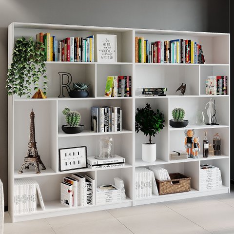 Kit 2 Estante para Livros 180cmx240cm 4 Prateleiras Seattle Yescasa