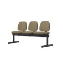 Ver imagem 1 de Longarina Job 3 Lugares Assento Courino Marrom Claro Base Metalica Preta - 54524