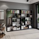 Ver imagem 2 de Kit 2 Estante para Livros 180CMX240CM 4 Prateleiras Seattle Yescasa Preto