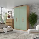 Ver imagem 2 de Guarda Roupa Solteiro Milan 4 Portas Capuccino Menta Acetinado - Thb