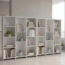 Ver imagem 1 de Kit 2 Estantes Livreiro Multiuso 7 Prateleiras 11 Nichos London 137,5x272cm Branco Yescasa